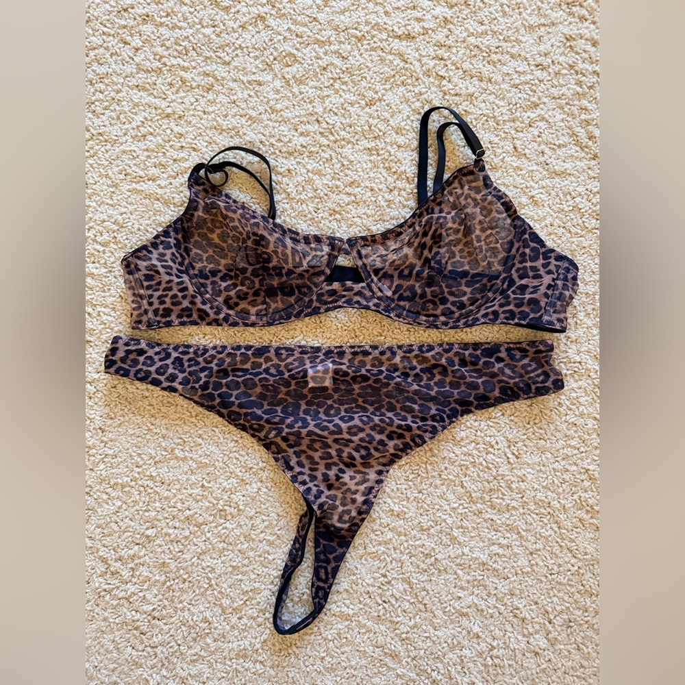 NWOT Lilosy Sexy Mesh Sheer Underwire Push Up Lingerie Set